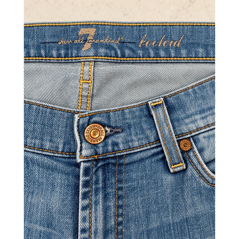 7 For All Mankind Bootcut Jean 31 Low Rise Stretch Y2K Model Off Duty Light Wash - Picture 3 of 13